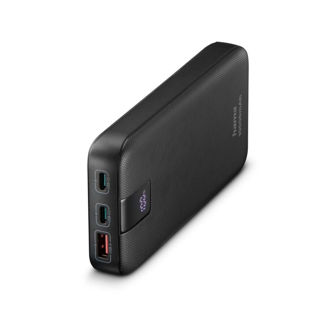 Hama power pack pd 10 10000mah 3 uitgangen: 2x usb-c 1x usb-a antraciet