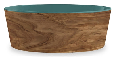 Tarhong Voerbak hond olive melamine houtprint teal zeegroen