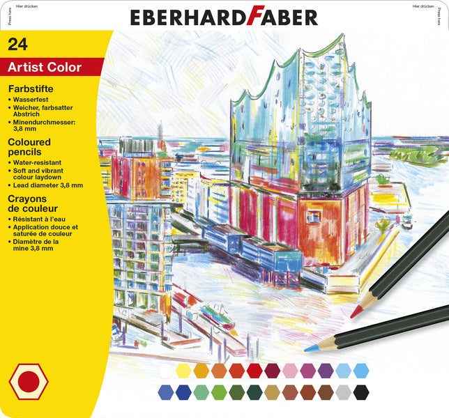 Eberhard faber eberhard faber ef-516124 kleurpotloden metaaletui a 24 stuks