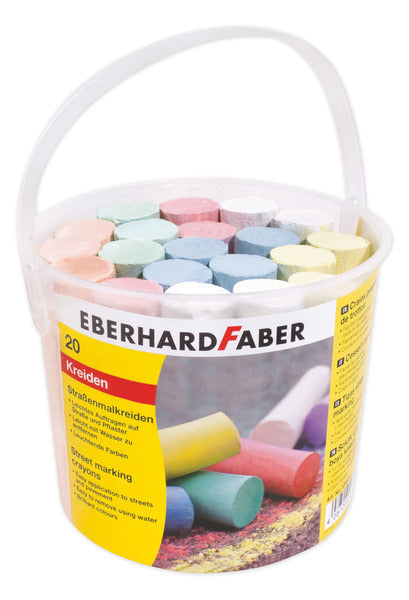 Eberhard faber stoepkrijt - 20 stuks - in emmer - assorti - ef-526512