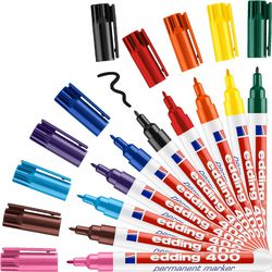 Edding 400 permanent marker - 10 kleuren - 10 stiften - ronde punt 1 mm - watervast, sneldrogend - wrijfvast - voor karton, kunststof, hout, metaal, glas