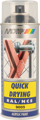 Motip industrial acryllak hoogglans ral 9005 diep zwart - 400 ml.
