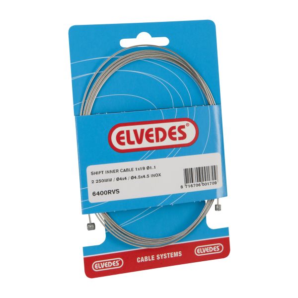 Elvedes cable systems bv schakel binnenkabel elvedes 2250mm rvs ø1,1mm shimano huret n-nippel en t-nippel (op kaart) - zilver