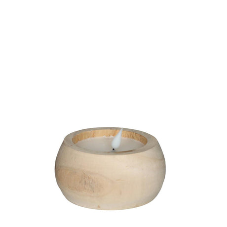 Ideas 4 seasons led kaars hout ø12 h.6 cm met timer bruin