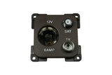 C-line 12 volt contactdoos met antenne en satelliet aansluiting bruin