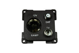 C-line 12 volt contactdoos met antenne en satelliet aansluiting zwart
