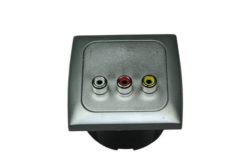 C-line video en audio contactdoos met opal afdekraam zilver