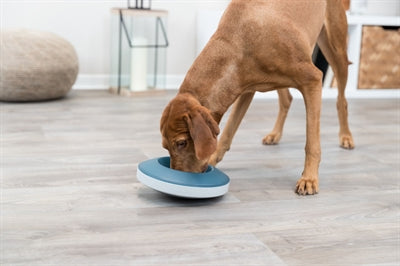 Trixie slowfeeding rocking bowl kunststof tpr grijs blauw