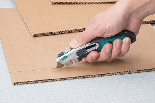 Wolfcraft - 2 in 1 veiligheidsmes met trapeziummes koordmes - 4106000