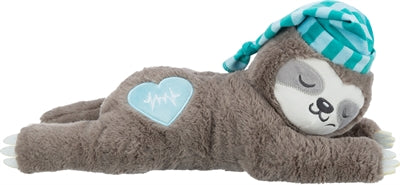 Trixie Pluche luiaard grijs met heartbeat voor puppy