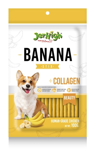 Jerhigh Jerhigh Jerhigh banana stix met kip en collageen