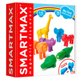 Smartmax my first safari animals - magnetische safaridieren - 18-delige bouwset met zachte elementen - educatief speelgoed voor peuters - vanaf 1 jaar