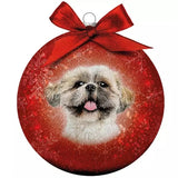 Plenty gifts Kerstbal frosted shih tzu rood