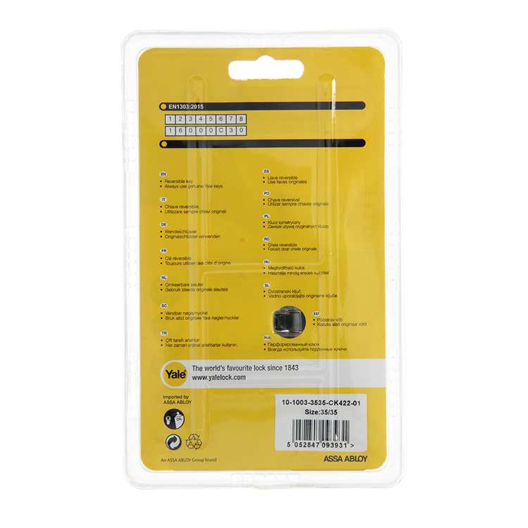 Yale 1060545 - knopcilinder 1000 mv 70mm(35 35) | 2 stuks