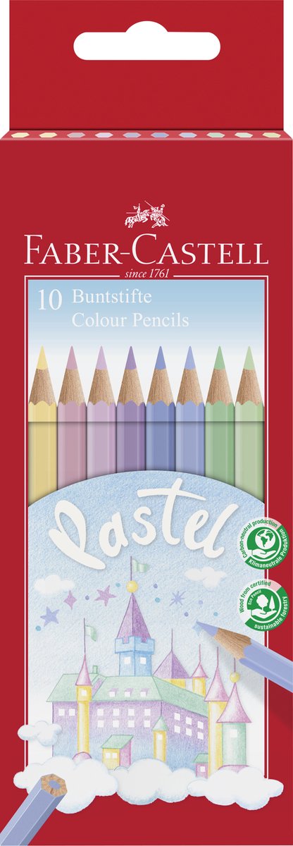 Faber-castell kleurpotloden - zeskantig - 10 stuks - pastel - fc-111211