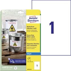 Avery waterbestendige folie-etiketten zweckform j4775-10 polyester wit