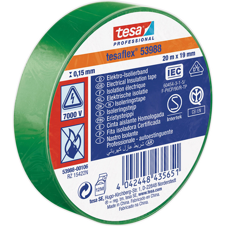Tesa professional tesa isolatietape 19mm - 20 meter - groen