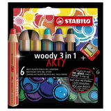 Stabilo Woody ARTY Kleurpotloden 6 Kleuren + Puntenslijper