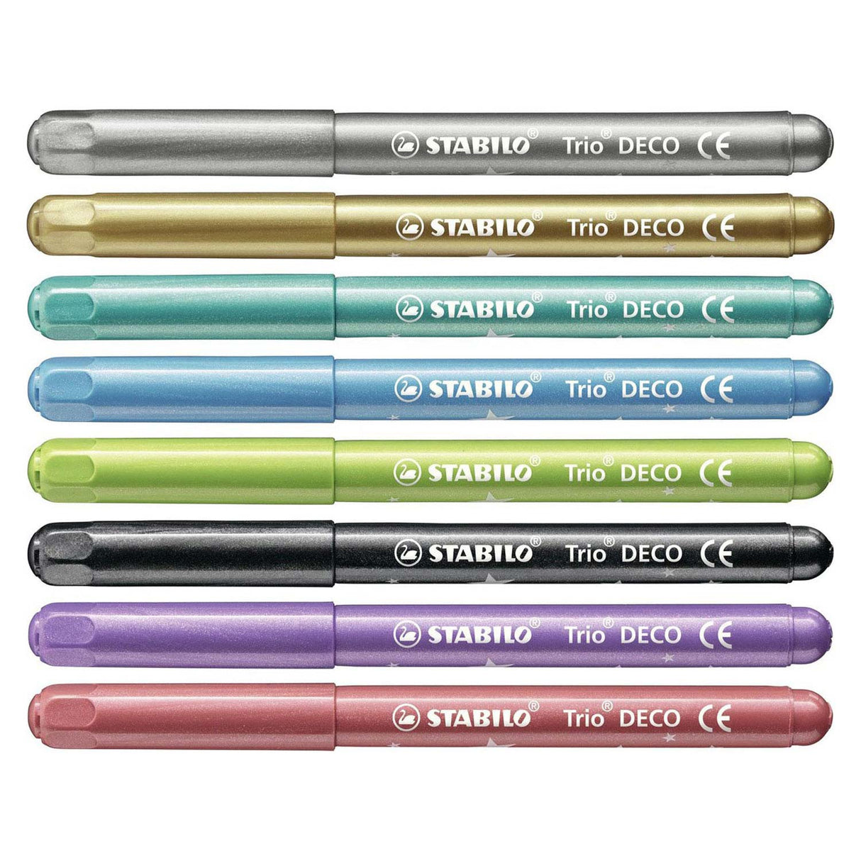 Stabilo trio deco - metallic viltstift - met extra dikke punt 3,0 mm - etui met 8 kleuren