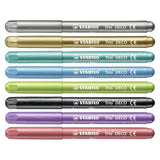 Stabilo trio deco - metallic viltstift - met extra dikke punt 3,0 mm - etui met 8 kleuren