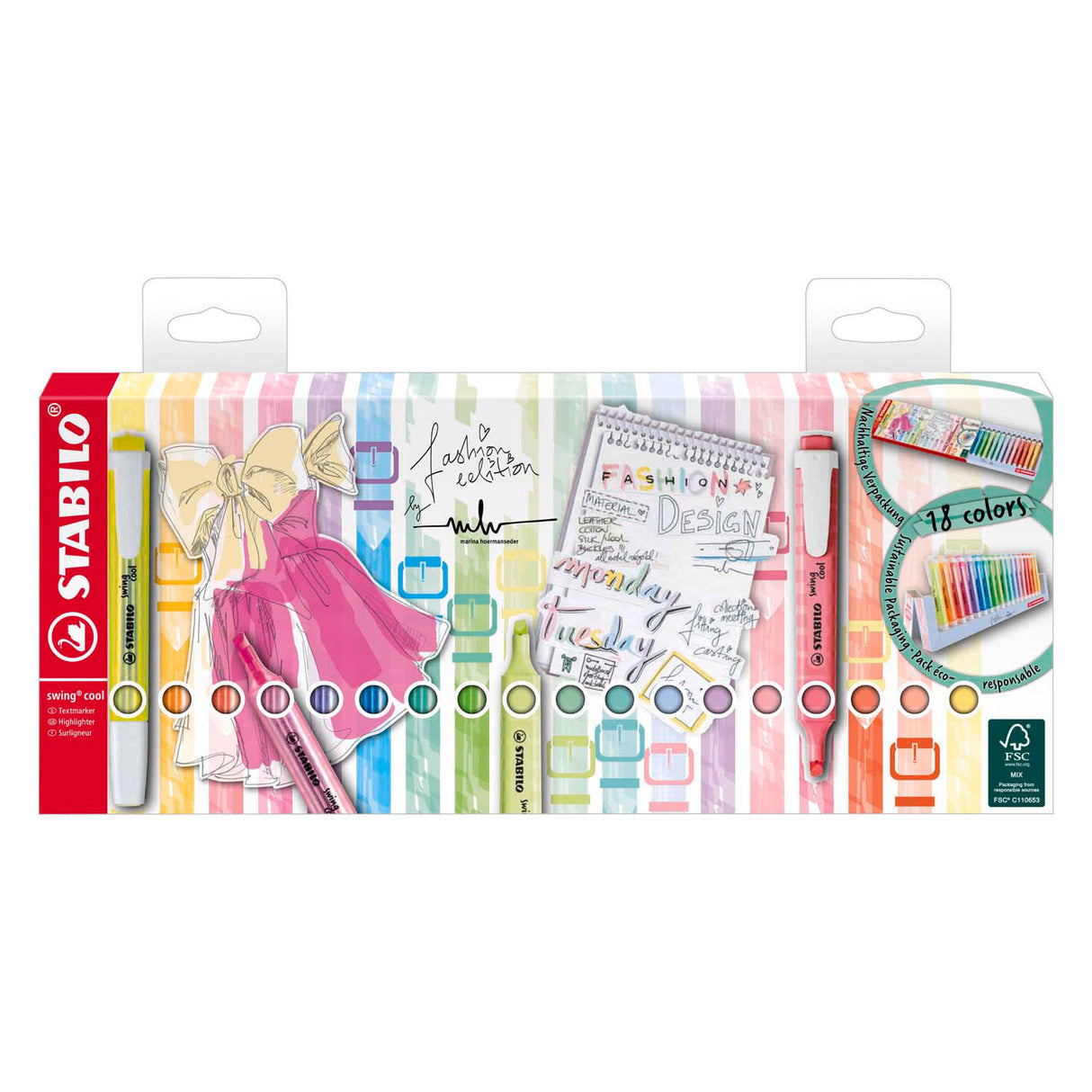 Stabilo Swing cool Markeerstift 18 Stuks Deskset