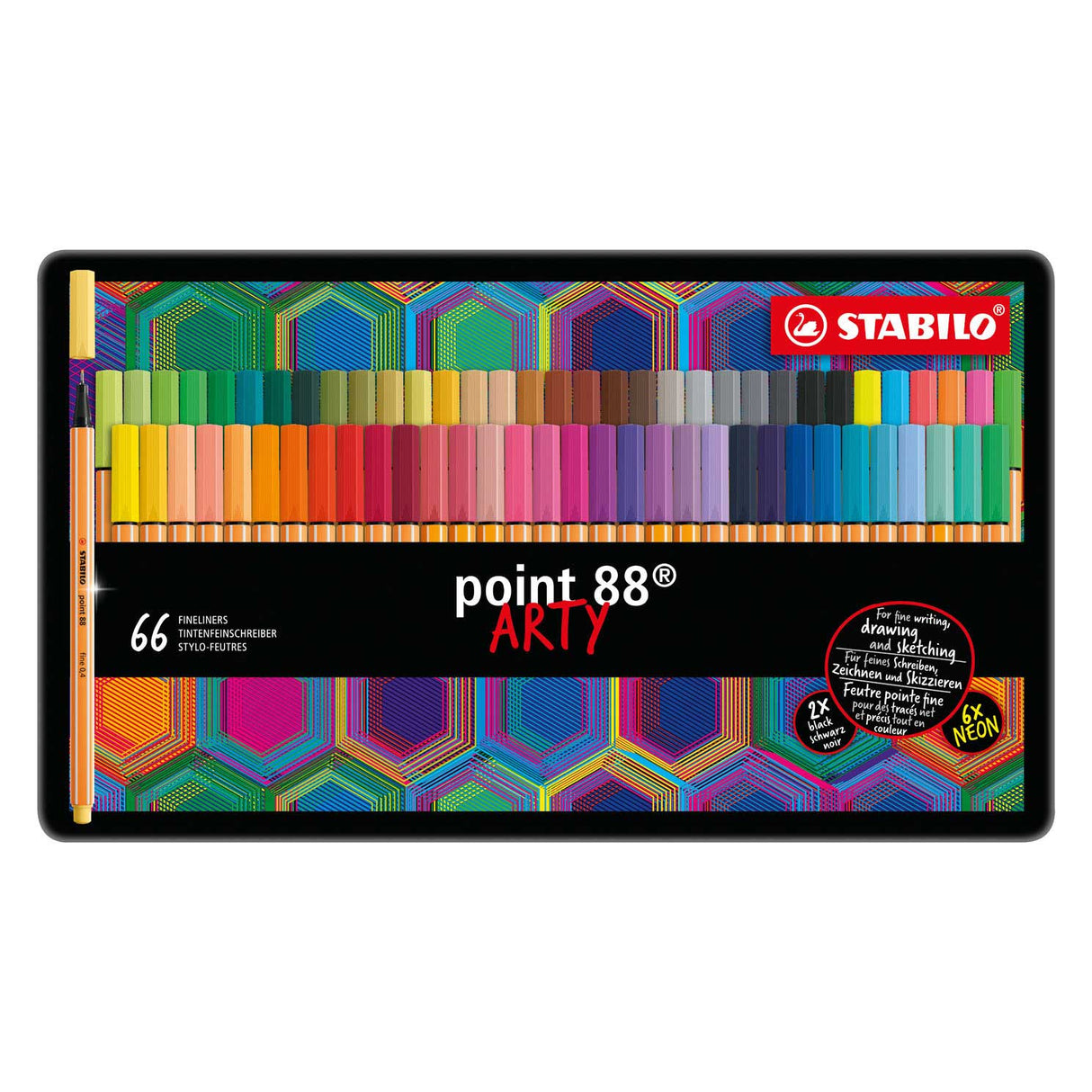 STABILO Point 88 ARTY Metalen Doos Fineliners, 66st.