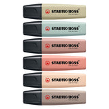 Stabilo boss original - markeerstift - set 6 stuks - naturecolors