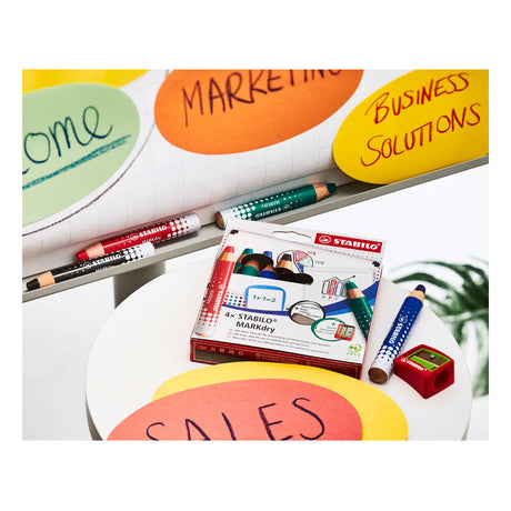 Stabilo whiteboard-marker markdry kleurenassort extra breed potloodpunt 5 stuks