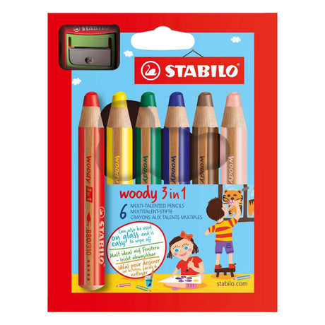 Stabilo woody 3in1 schoolverpakking kleurpotloden - 48dlg. met 2 puntenslijpers