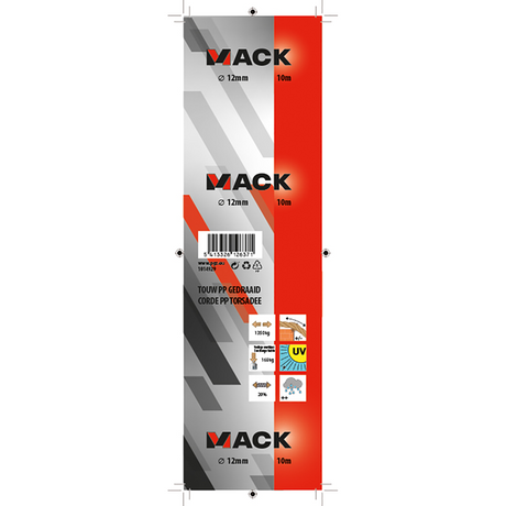 Mack 1014929 - pp gedraaid oranje streng 12mm 10m | 5 stuks