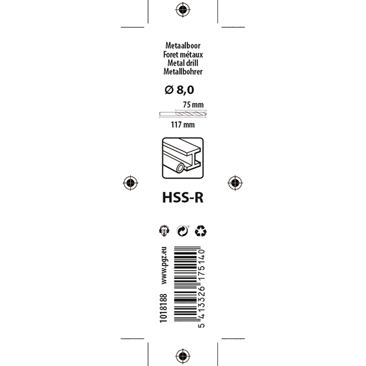 Mack 1018188 - universeelboor hss r ø 8,0 x 117 mm | 5 stuks