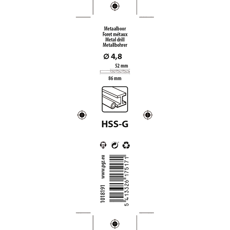 Mack 1018191 - metaalboor hss g din 338 ø 4,8 x 86 mm | 5 stuks