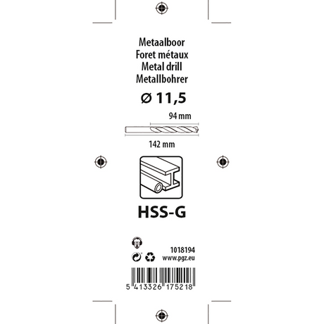 Mack 1018194 - metaalboor hss g din 338 ø 11,5 x 142 mm | 5 stuks