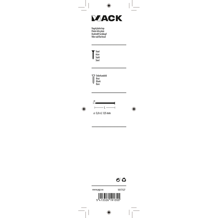 Mack 1017127 - nagel platte kop 180 gr 5,0 x 125 mm | 10 stuks