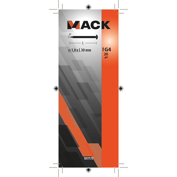 Mack 1017173 - nagel bolle kop messing 20 gr 1,8 x 30 mm | 10 stuks