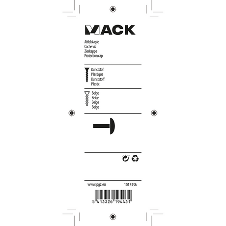 Mack 1017336 - afdekkapje kunststof beige 40 st | 10 stuks