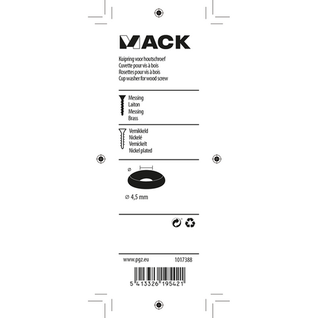 Mack 1017388 - kuipring vr houtschroef mess. vern. 10st 4,5 mm | 10 stuks