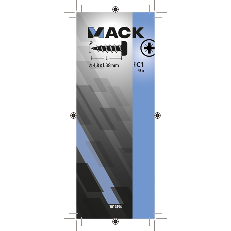 Mack 1017454 - zelftappende schroef cyl kop verz. 9 st 4,8 x 38 mm | 10 stuks