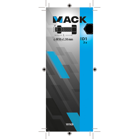 Mack 1017620 - tapbout + moer staal verzinkt 3 st m10 x 30 mm | 5 stuks