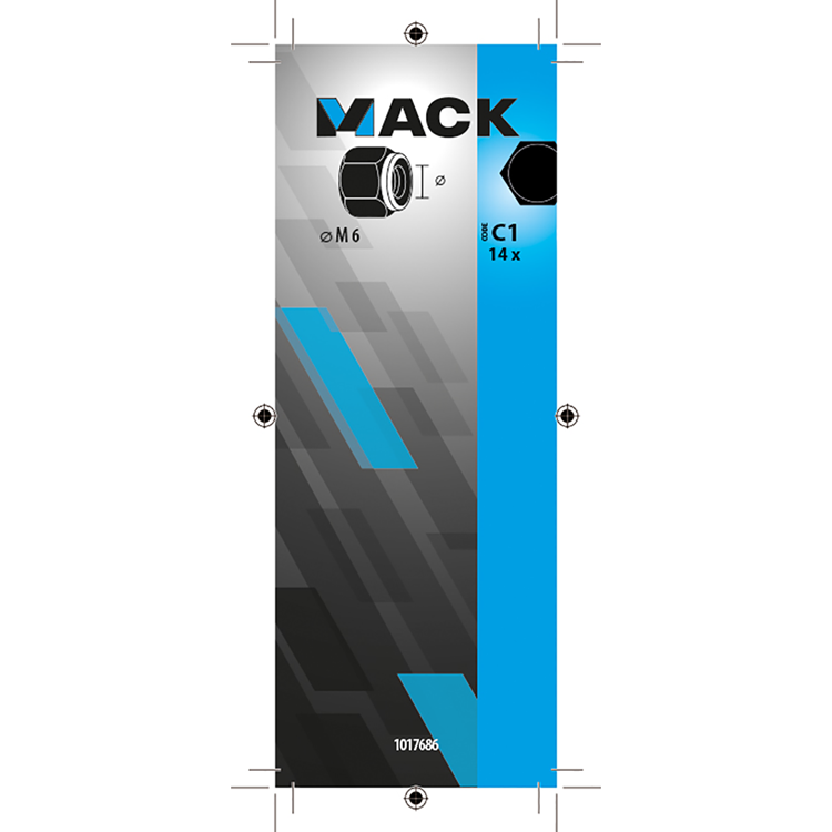 Mack 1017686 - zeskant borgmoer staal verzinkt 14 st m6 | 10 stuks