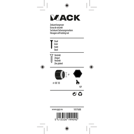 Mack 1017688 - zeskant borgmoer staal verzinkt 6 st m10 | 10 stuks