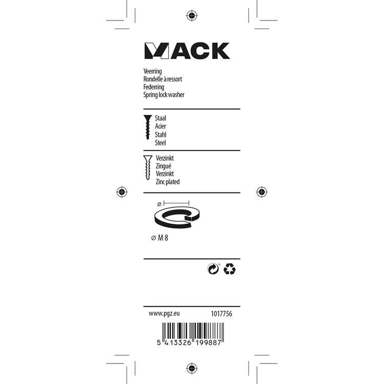 Mack 1017756 - veerring staal verzinkt 30 st m 8 | 10 stuks