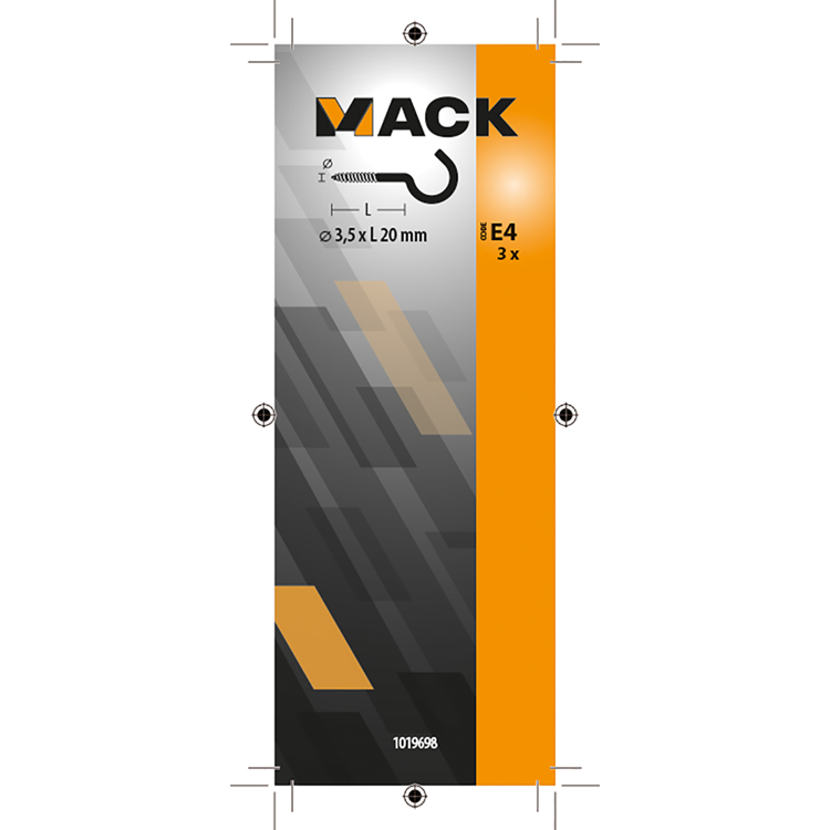 Mack 1019698 - schroefhaak messing 3 st 3,5 x 20mm | 10 stuks