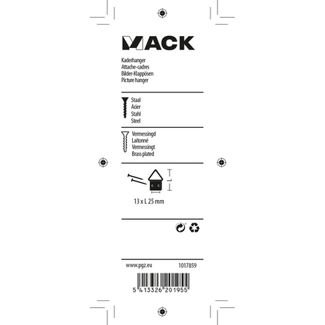 Mack 1017859 - kaderhanger staal vermessingd 5 st 13 x 25 mm | 10 stuks