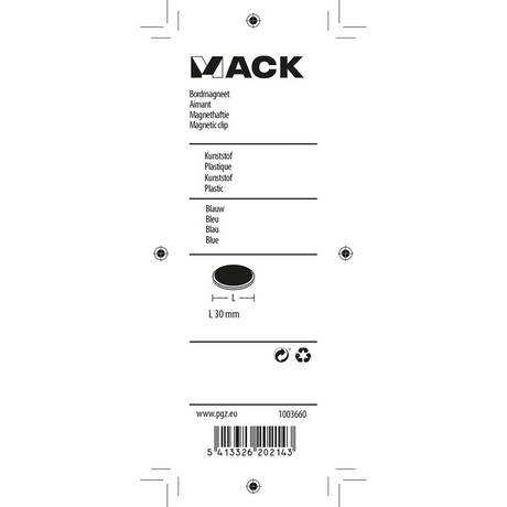 Mack 1003660 - bordmagneet kunststof blauw 4st 30 mm | 10 stuks