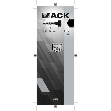 Mack 1019763 - houtdraadbout roestvrijstaal 5 st 6 x 30 mm | 10 stuks