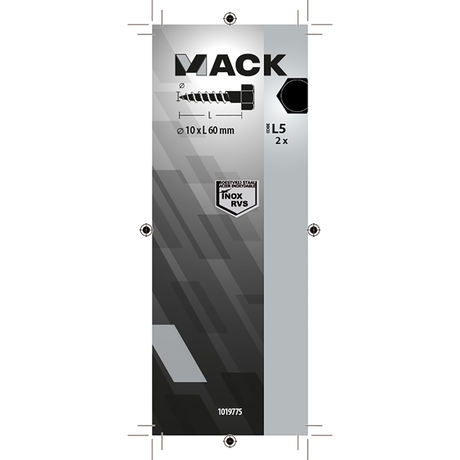 Mack 1019775 - houtdraadbout roestvrijstaal 2st 10 x 60 mm | 10 stuks