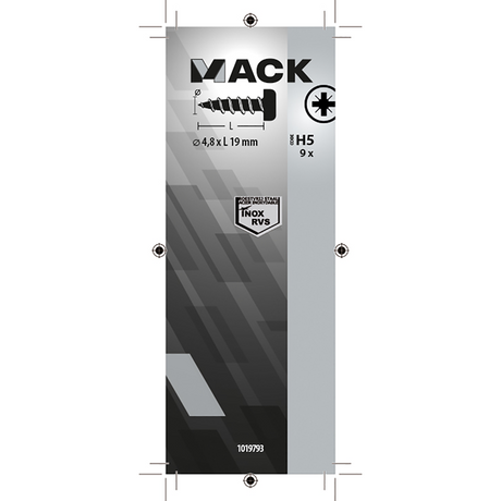 Mack 1019793 - zelftappende schroef cyl.kop a2 9 st 4,8 x 19 mm | 10 stuks
