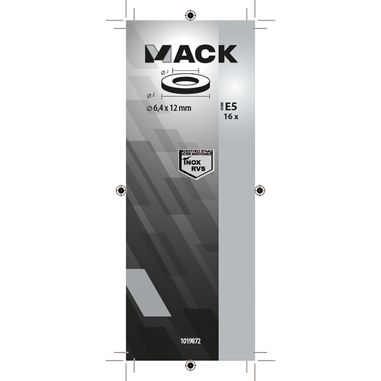 Mack 1019872 - sluitring inox a2 16 st m6 | 10 stuks