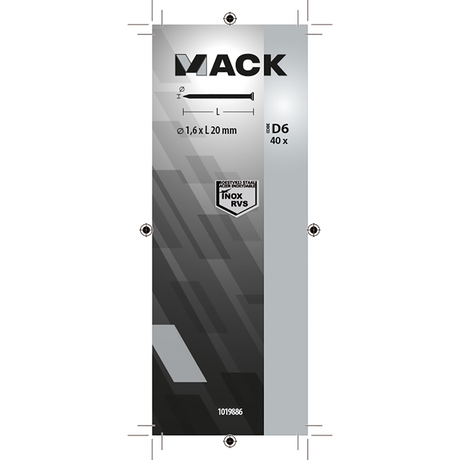 Mack 1019886 - nagel platte kop inox a2 40 st1,6 x 20 mm | 10 stuks